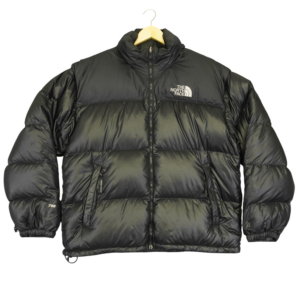 VTG The North Face Nuptse 700 Puffer Jacket Mens XL Black Down Insulated Ripstop